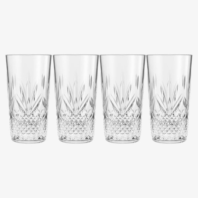 Khen's Shatterproof Tall Clear Acrylic Drinking Glasses, Luxurious & Stylish, Unique Home Bar Addition - 4 pk, 3 of 9
