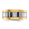 Black Bow Jewelry 9.5mm 10K Two Tone Gold Lab-Created Sapphire & Diamond Tapered Band - 2 of 4