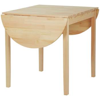 HOMCOM 55" Solid Wood Kitchen Table, Drop Leaf Tables for Small Spaces, Folding Dining Table