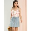 Allegra K Women's Spaghetti Strap Sweet Ruffle Floral Cami Top - 2 of 4