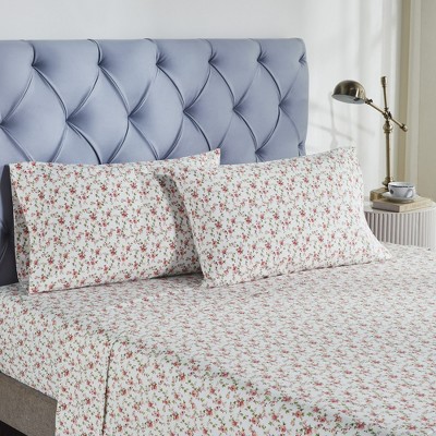 Mariah Floral Queen Cotton Flannel Sheet Set