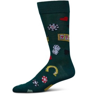 Memoi Men's Win Big Rayon From Bamboo Crew Socks Rain Forest 10-13 - 1 of 4