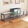 Insulated Large Rabbit Hutch Outdoor Indoor Bunny Cage, 2-Level Wooden Small Animal House with Insulation Liner, Gray - 3 of 4