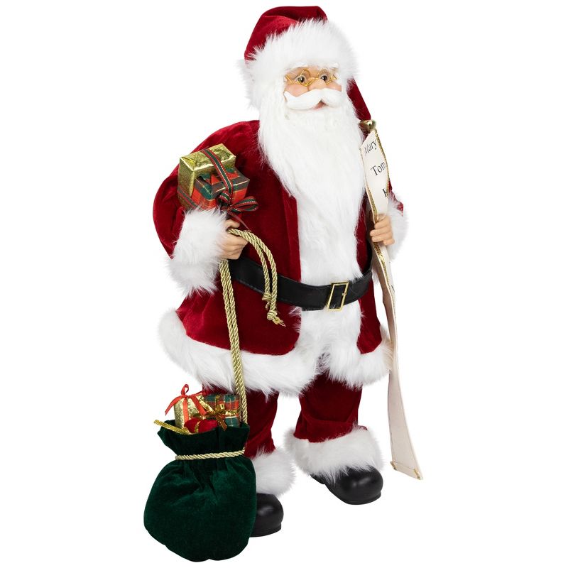 Northlight 24" Red and White Traditional Standing Santa Claus Christmas Figure with Name List, 4 of 6