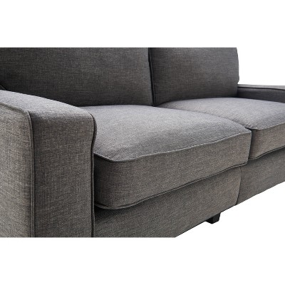 Gray Linen Reclining Sofa with Removable Cushions and Wood Frame