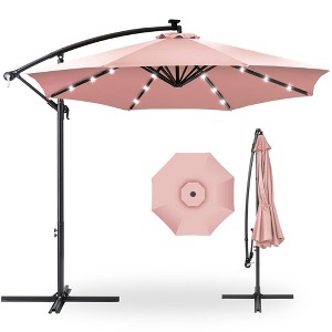 Best Choice Products 10ft Solar LED Offset Hanging Outdoor Market Patio Umbrella w/ Adjustable Tilt - 1 of 4