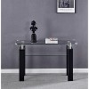 Vynxaria Black MDF Console Table, Tempered Glass Top, Modern Foyer Area Table - 3 of 4