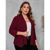 Coolmee Women Plus Size Casual Open Front Three-Quarter Sleeve Work Office Cardigan Blazer Jackets - 2 of 4