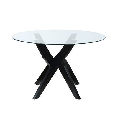 Amalie 48" Black and Clear Glass Round Dining Table