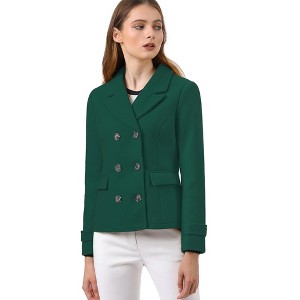 INSPIRE CHIC Women's Notched Lapel Double-Breasted Pea Coat - 1 of 4