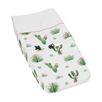 Sweet Jojo Designs Girl Changing Pad Cover Cactus Floral Green Pink and White