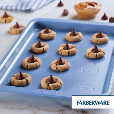Blue Nonstick Steel Cookie Baking Sheet with Handles