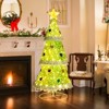 Tangkula 4.6 FT Pop-up Christmas Tree Collapsible Artificial Xmas Tree w/110 Warm Lights Tree Top Star Metal Base Lighted Christmas Decor - 2 of 4