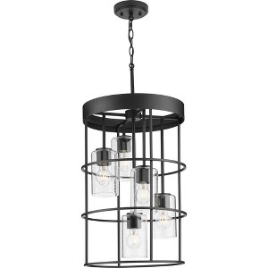 Progress Lighting Burgess 5-Light Hall & Foyer Light, Matte Black, Seeded Glass - 1 of 1