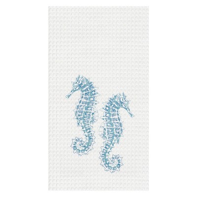 C&F Home Seahorse Duo Embroidered Cotton Waffle Weave Kitchen Towel