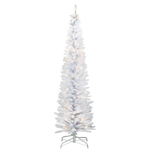 Gymax 6 FT White Artificial Christmas Tree Hinged Unlit Iridescent Xmas Tree  