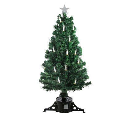 Northlight 4' Prelit Artificial Christmas Tree Fiber Optic with Candles - Multi-Color Lights