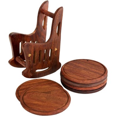 8 Pack Acacia Wood Coasters for Coffee Table, Wooden Coasters for