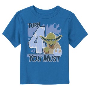 Toddler's Star Wars Yoda Turn 4 You Must Rebel Logo Portrait T-Shirt - 1 of 3
