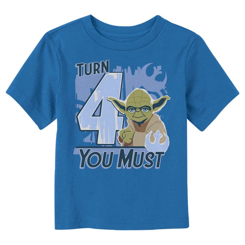Toddler's Star Wars Yoda Turn 4 You Must Rebel Logo Portrait T-Shirt, 1 of 4