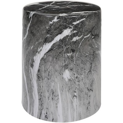 Uttermost Marvel Black White Marbled Ceramic Garden Stool