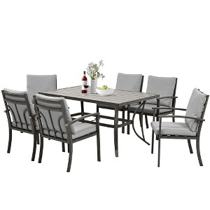 HAPPATIO Patio Outdoor Dining Set - All Aluminum Patio Table and Chairs Set with Cushions, Patio Dining Set for Lawn, Garden - 1 of 4