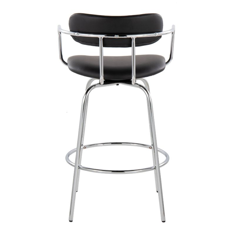 Set of 2 Demi Counter Height Barstools Chrome/Black - LumiSource, 6 of 12