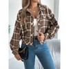 Women's Corduroy Long Sleeve Jacket Collared Button Down Casual Work Blazer Coat (Plaid Jackets: Flannels) - 3 of 4