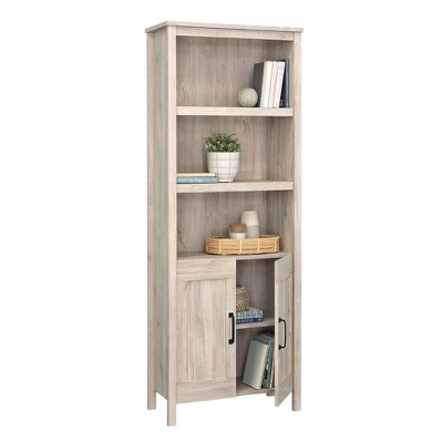 Chalk Oak 72" Adjustable 5-Shelf Bookcase with Doors