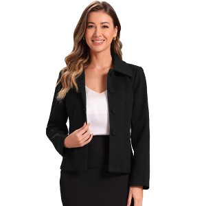 INSPIRE CHIC Women's Work Office Contrast Collar Single Breasted Winter Coat - 1 of 4