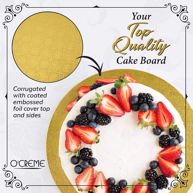 O'Creme Gold Wraparound Cake Pastry Round Drum Board 1/4 Inch Thick, 16 Inch Diameter - Pack of 10, 2 of 7