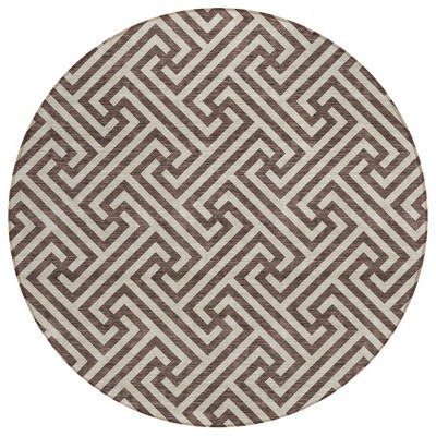 Brown And Beige Geometric Washable Indoor Outdoor Area Rug