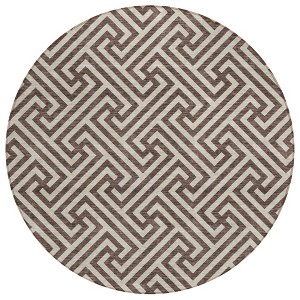 Brown And Beige Geometric Washable Indoor Outdoor Area Rug - 1 of 4
