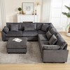 L-Shaped Sectional Sofas Couch Set, 6-Seater Corduroy Upholstered Deep Seat Sofa for Living Room, Comfortable Modular Sectional with 7 Free Pillows - 3 of 4