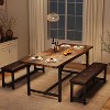 3-Piece Extendable Wooden Dining Set ¨C Stretchable Table with 2 Upholstered Benches, Dining Table Set for 4-6, Space-Saving Retro Farmhouse Set - 4 of 4