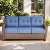 Belord 6" Thick Cushion Outdoor Sofa Patio Couch, Patio Furniture 74.8" Wide Sofa with Brown Round Wicker Comfort High Back Patio Couch for Porch - 3 of 4