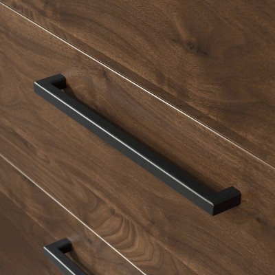 Grand Walnut 4-Drawer Chest with Open Shelf