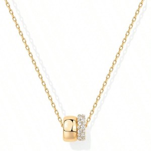 Pendant Necklace for Women Two Rondelle Pendants with Cubic Sliding Chain - 1 of 3