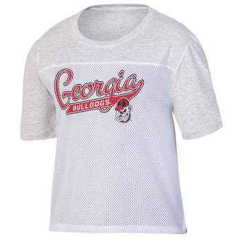 NCAA Georgia Bulldogs Women's White Mesh Yoke T-Shirt