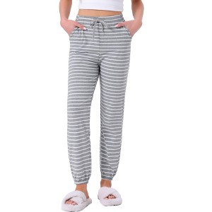 INSPIRE CHIC Womens Cotton Pajamas Drawstring Elastic Waist Striped Pants with Pockets - 1 of 4