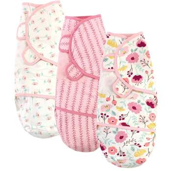 Touched by Nature Baby Girl Organic Cotton Swaddle Wraps, Botanical, 0-3 Months