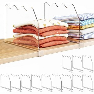 MaseiKar Shelf Dividers for Closet Organization, Clear Closet Shelf Dividers for Clothes Purses Separators, Bedroom, Kitchen, Bathroom, 12 Pack - 1 of 4
