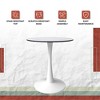 LeisureMod Bristol 27" Round Dining Table - Sintered Stone Top Accent Cafe Table & Sturdy Steel White Pedestal Base for Kitchen and Small Spaces - 4 of 4