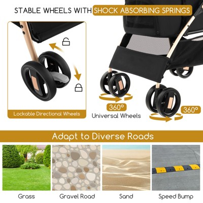 Black and Gold 3-in-1 Pet Stroller with Adjustable Canopy