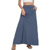 Women's 2025 Maxi A-Line Skirt - Elastic High Waist Flowy Long Skirt with Pockets Blue Gray - 2 of 4