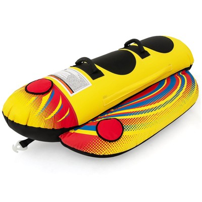 Costway 2 Person Inflatable Banana Boat with Boating & Water Sports 2 EVA-padded Seats