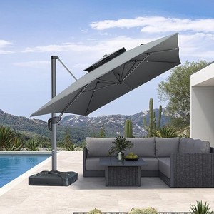 PURPLE LEAF Outdoor Cantilever Umbrellas with Base Large Patio Umbrella Offset Umbrella 360 Degree Rotation - 1 of 4