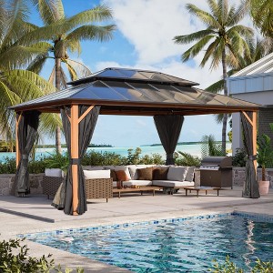 Erommy 12 x 16 FT Hardtop Gazebo, Outdoor Gazebo with Double Polycarbonate Roof, Aluminum Gazebo - 1 of 4