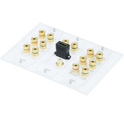 White 3-Gang 7.1 Surround Sound Wall Plate with HDMI and RCA