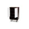 2 Door Meike Two-Tone Wood Shoe Cabinet Walnut/White - Baxton Studio: Modern Entryway Organizer with Ventilated Shelves - 2 of 4